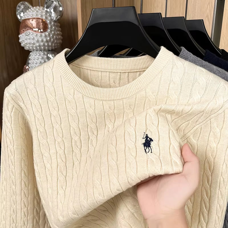 Hot High-End Luxury Man Long-Sleeved Knitwear round Neck No Pilling No Fading Embroidery Spring New Sweater Leisure Mensclothing