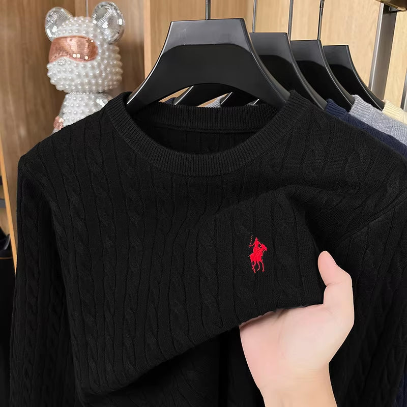 Hot High-End Luxury Man Long-Sleeved Knitwear round Neck No Pilling No Fading Embroidery Spring New Sweater Leisure Mensclothing
